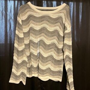 Wave Pattern Knit Sweater